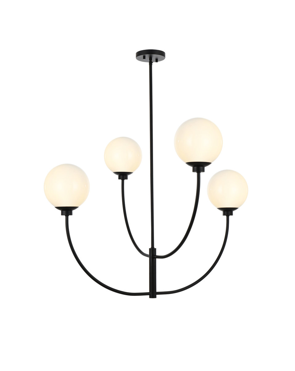 Kyle 4-Light Chandelier, Black, 27" H x 36" W x 36" D