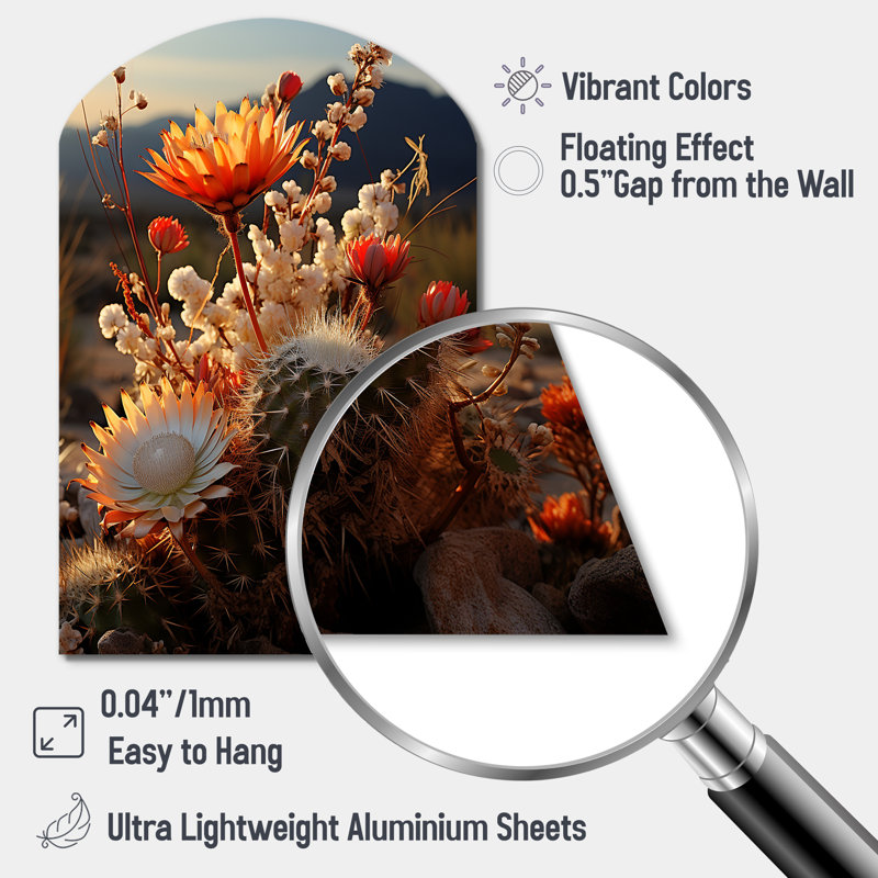 «Desert Euphoria Cactus II - Desert Arch», art mural en métal, impression asymétrique mondiale sur métal, H 34 po x l 25 po