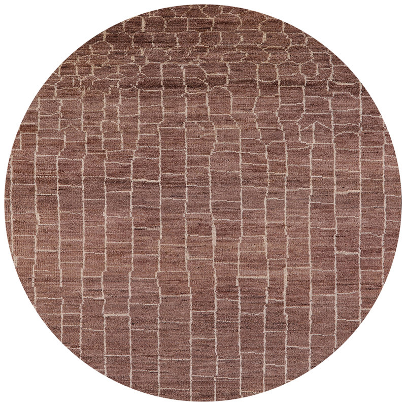 Tapis brun à motif abstrait Bayer, Rond 8 pi