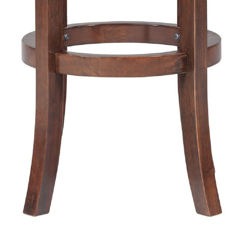 Tabouret de bar pivotant en bois massif Demetrias, Noyer brun