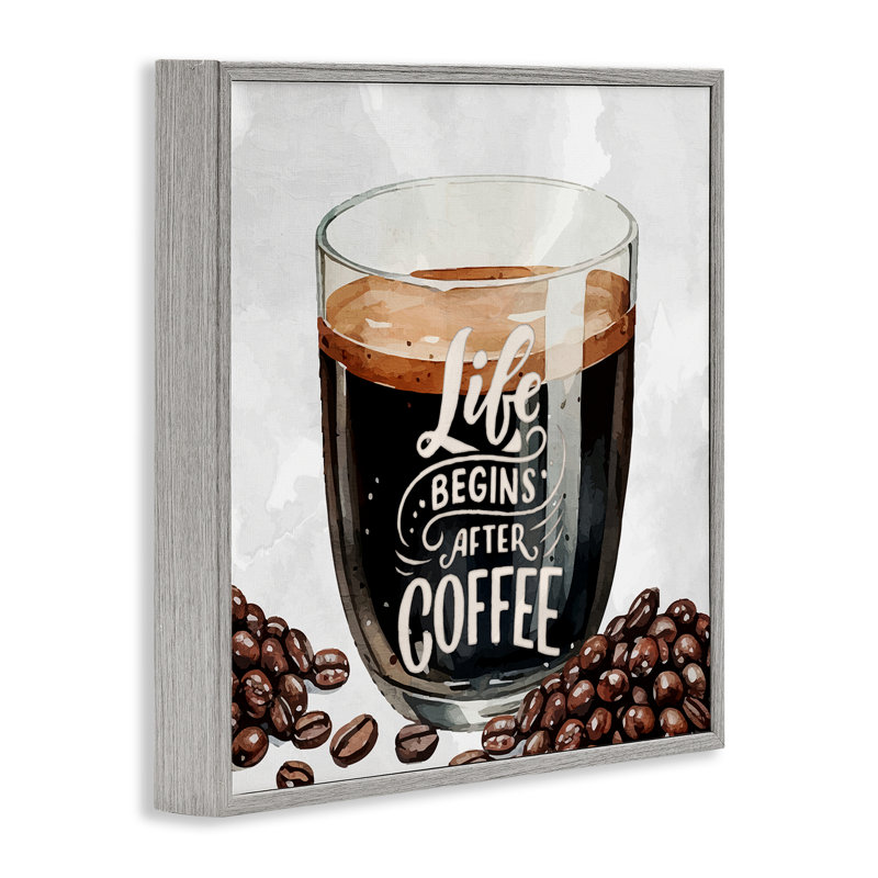 «Life Begins After Coffee», estampe numérique, conception de Kim Allen, Estampe numérique Farmhouse, H 17 po x l 17 po