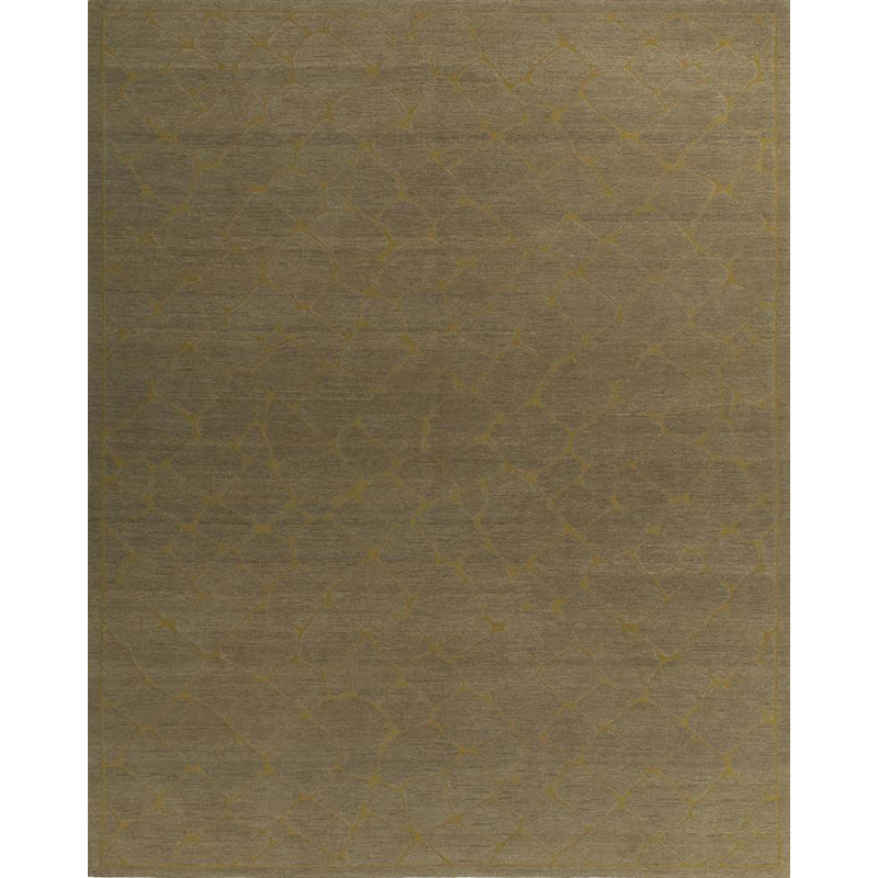 Wool Abstract Area Rug in Gold, Rectangle 4'1" x 6'1"