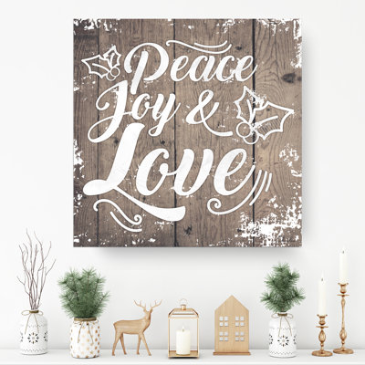 Reproduction d’art textuel sur toile tendue Peace Joy Love par Olivia
