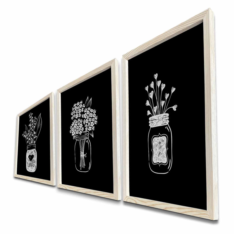Ensemble de 3 panneaux décoratifs élégants en bois aggloméré, charme rustique, 46,5 po x 20,9 po | 100% panneau de fibres à densité moyenne (épaisseur: 0,1 pouce) et cadre en bois | Parfait pour le salon, la chambre à coucher et le bureau, collec