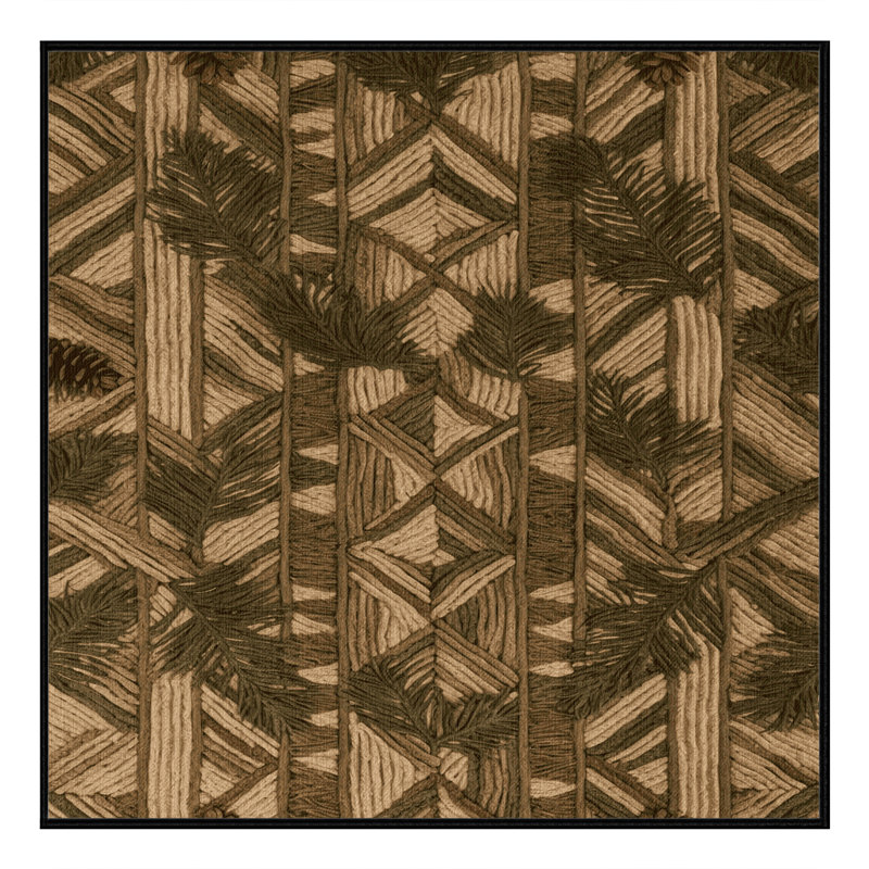 Tapis botanique brun lavable à la machine, Carré 4 pi