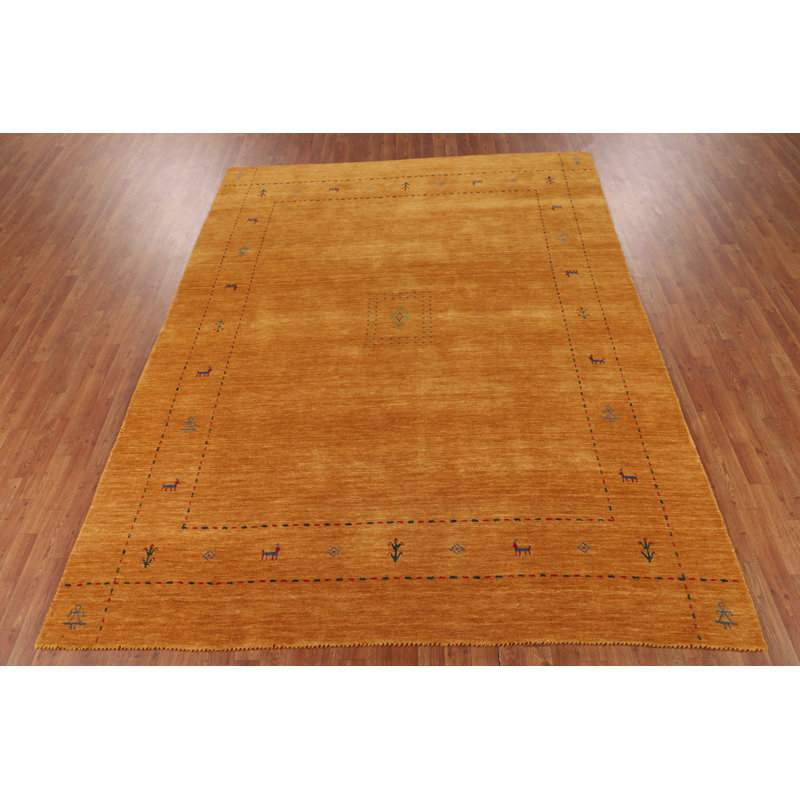 Tapis tribal jaune rouille Gabbeh