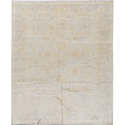 Silk Oriental Area Rug in Beige/Light Yellow