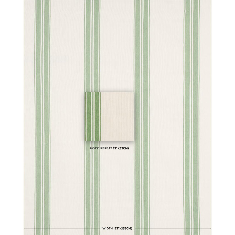 Schumacher x Mark D. Sikes Brentwood Stripe Fabric, Leaf Green