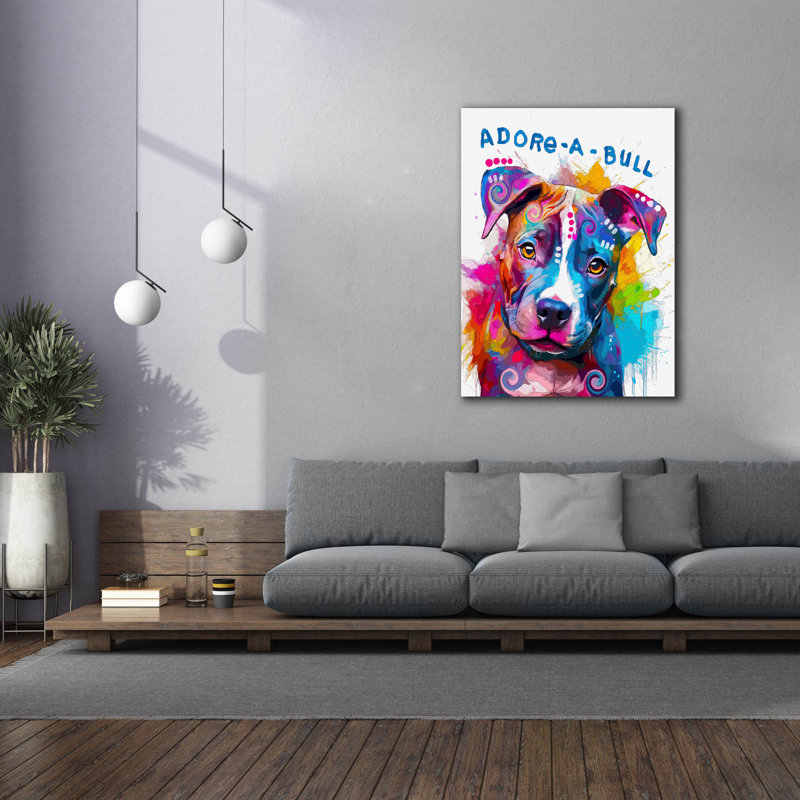  «Adore-a-bull» par Dean Russo, art mural sur toile, 40 po x 54 po, H 54 po x l 40 po