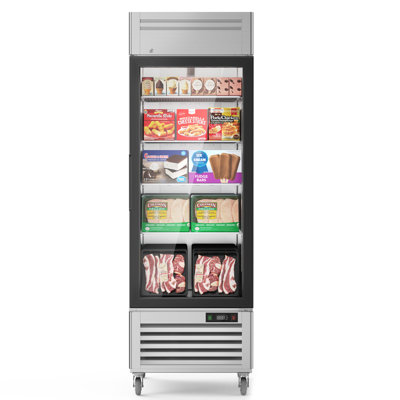 Coolake 27 W Glass Doors Commercial Display Freezer, 23 Cu.ft Stainless Steel Auto-defrost Merchandiser Freezer, Reach-in Upright Freezers With Led L on Fridge.com