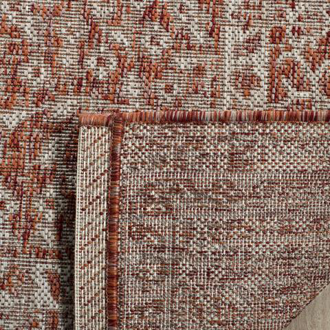 Auburn Beige/Terracotta Indoor/Outdoor Rug, Rectangle 79 x 152 cm
