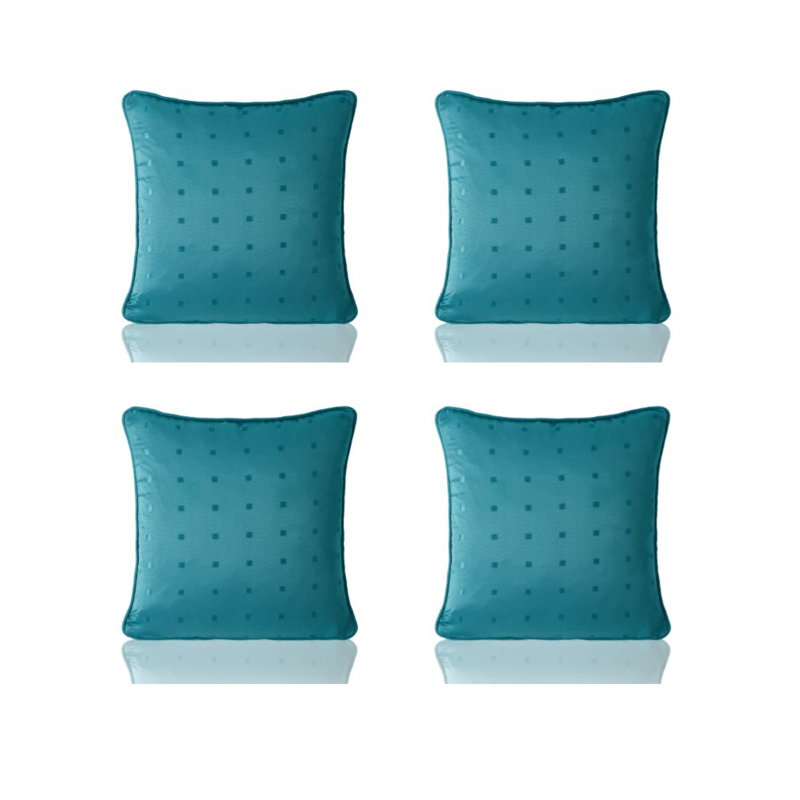 Norush Madison Geometric Scatter Cushion Covers with Filler Pads, Teal, 55 cm H x 55 cm W x 15 cm D