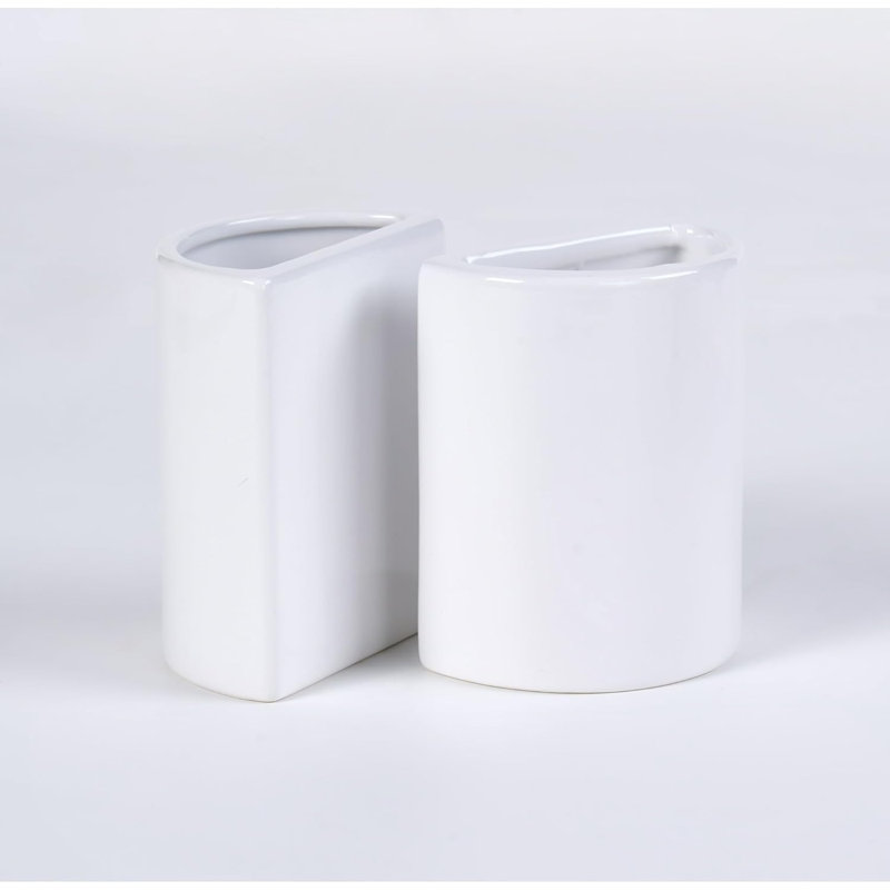 Ceramic Bookends, Modern White Storage & Decorative Organizer, Set Of 2