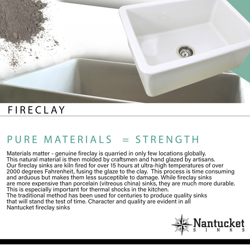 Nantucket Sinks Newport 28'' White Fireclay Rectangular Wall Mount Bathroom Sink with Overflow