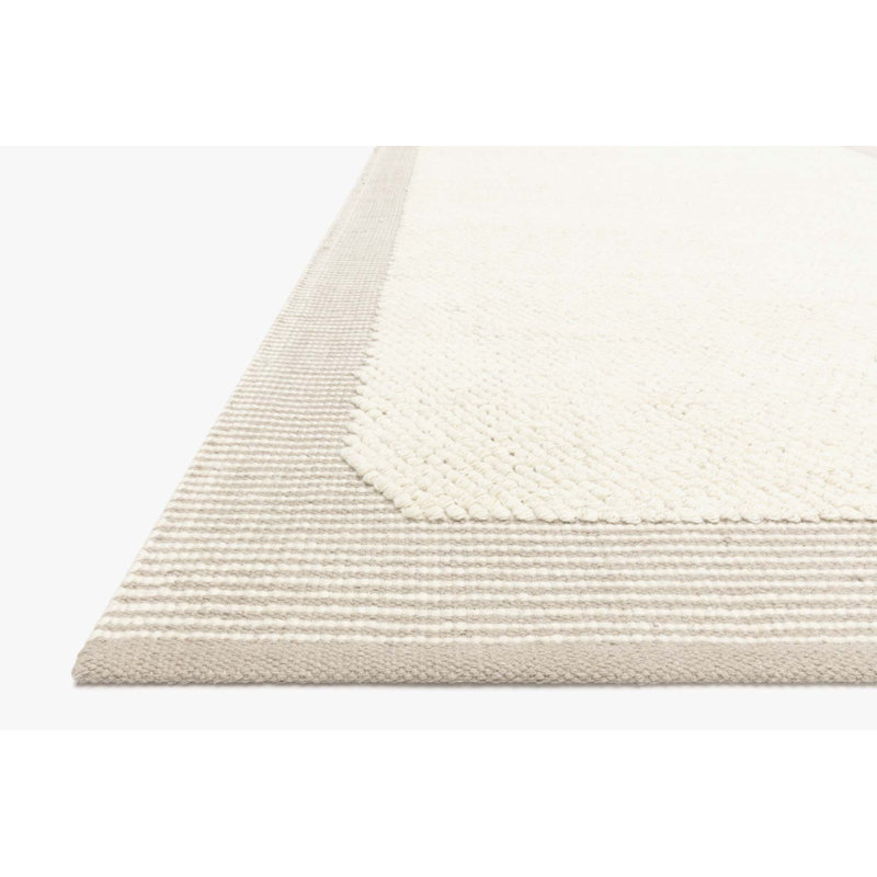 Tapis ivoire / beige tissé à plat à la main Moreno, Rectangle 7 pi 9 po x 9 pi 9 po