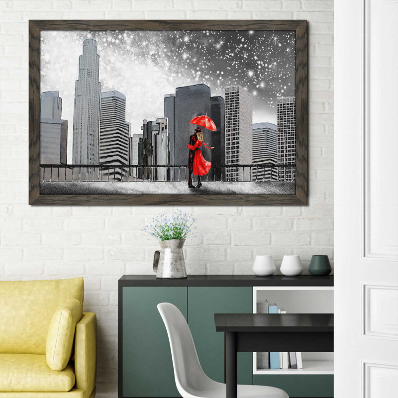 «Winter Romance», reproduction d'impression encadrée, H 27,5 po x l 39,5 po x P 0,75 po, Cadre noir