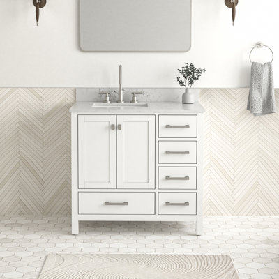 Meuble-lavabo autoportant 36 po avec plateau en marbre 36 po