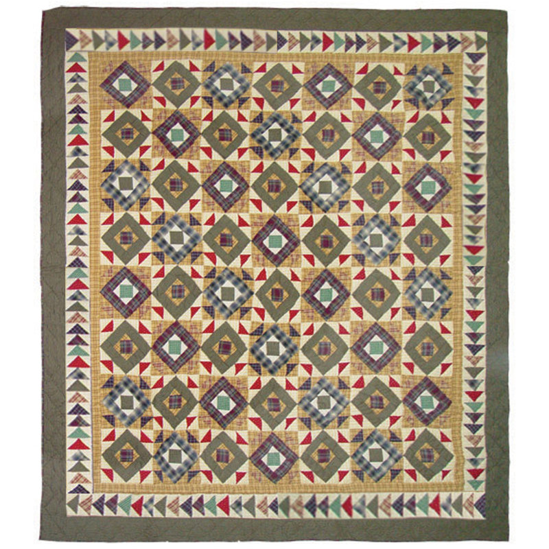 Prairie Road Cotton Percale Starburst Quilt, Super Queen Quilt + 3 Shams