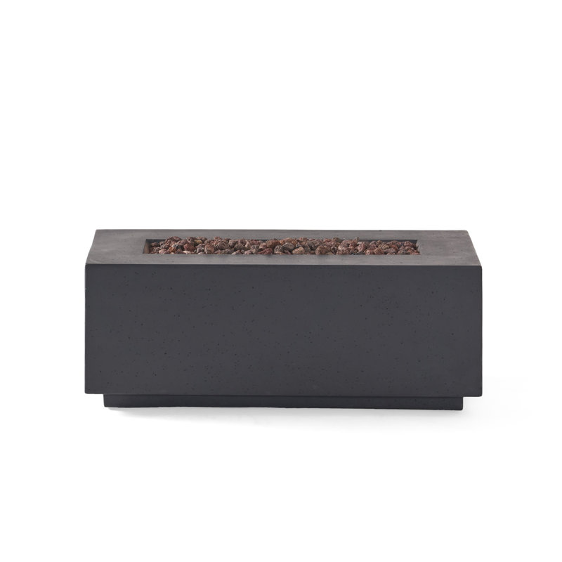 Rectangular MgO Concrete Propane Fire Pit, (Tank Cover not Included), Dark Gray