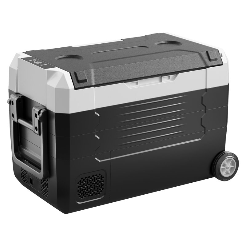 Car Refrigerator, DC 12/24V AC100-240V Compressor Electric Cooler, -4°F to 68°F Truck Refrigerator with APP Control, Wheels & Dual Zone, 37 QT Cars Cooler for RVs, Boats, Camping, Fishing