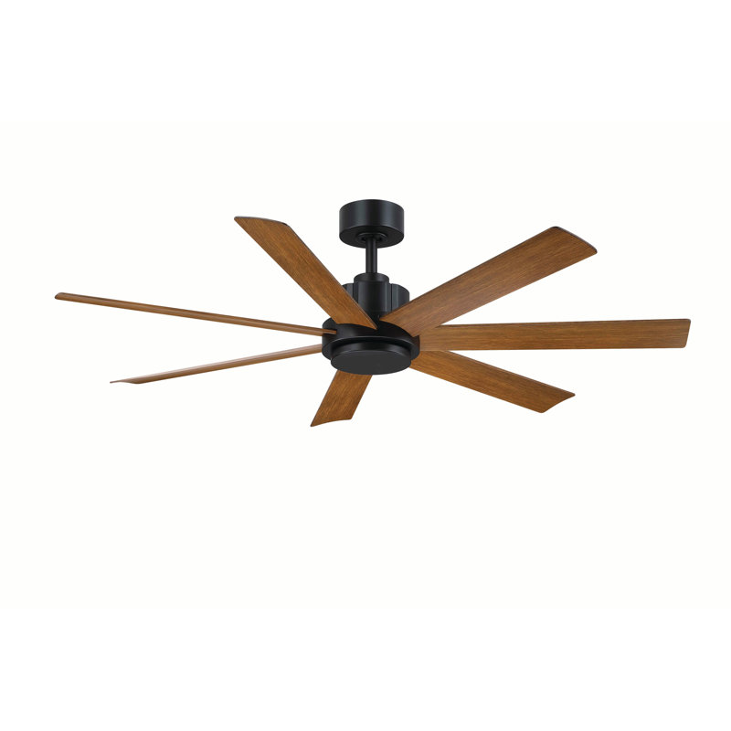 Ventilateur de plafond intérieur / extérieur 56 pouces avec télécommande Pendry, Black, Koa