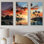 Palms palmiers Serenity Sunset - ensemble d'art mural sur toile palmiers et palmiers