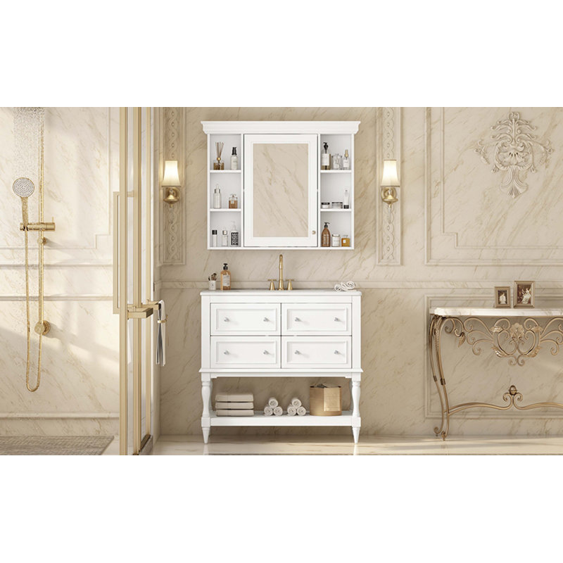 36'' Bathroom Vanity With Medicine Cabinet, White