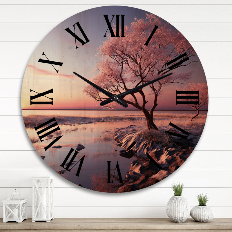 Horloge murale en bois rose, Très grand