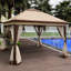 Abri de jardin 11 x 11 pi avec filet amovible. Rouille - cadre. Double couche supérieure. Feu. Pour le patio, la cour arrière, le camping. Tente d'extérieur Coffee 11 x 11 pi, structure en acier - 2 capote, filet en filet pour la fête, mariage