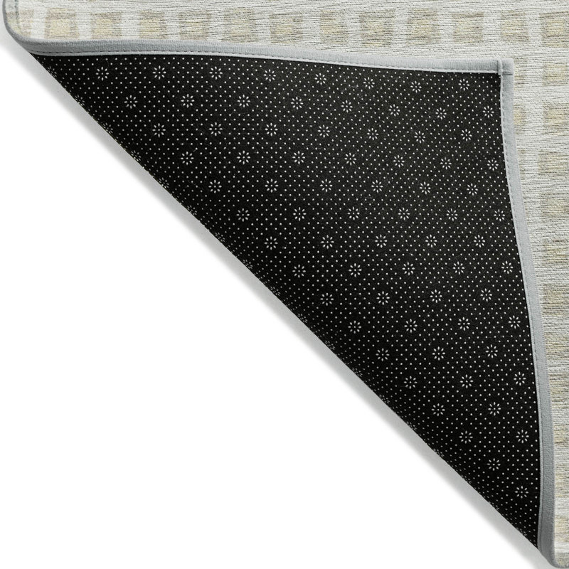 Tapis extérieur lavable à motif géométrique ivoire et beige 3 pi x 5 pi