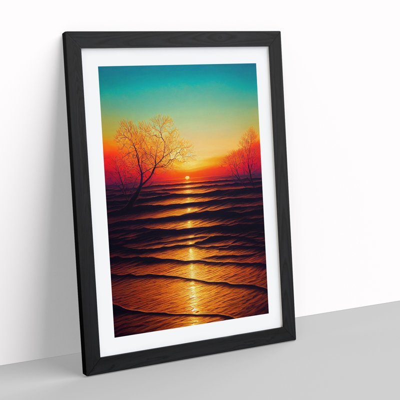Bright Sunset - Single Picture Frame Print, 64cm H x 46cm W x 2cm D, Black
