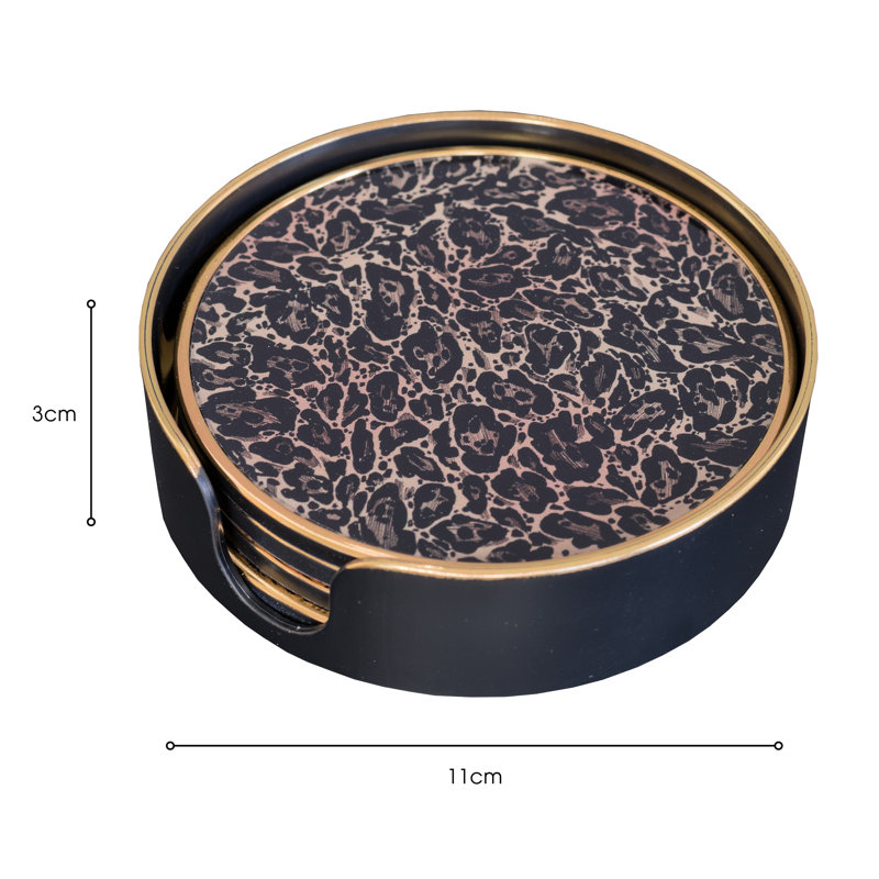 LLB- Round coaster setof 4 Roxy Leopard