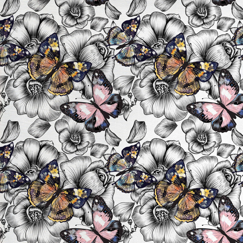 Tissu papillon, l 58 po x L 180 po