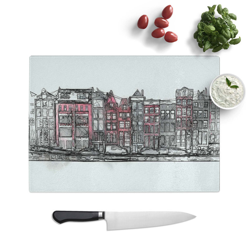 Tempered Glass Wintertime in Amsterdam Netherlands in Abstract Chopping Board, 28.5 cm W x 20 cm L