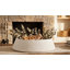 Bol rond texturé moderne en faïence pour la décoration intérieure - Bol décoratif à poser sur une table ou à utiliser comme centre de table - 35,5 cm, blanc