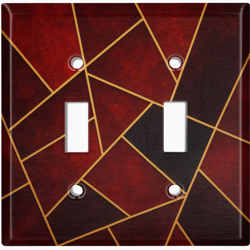 Metal Light Switch Plate Cover; US Standard Size 2 Gang Toggle - Red Tile Pattern, #2 Double Toggle