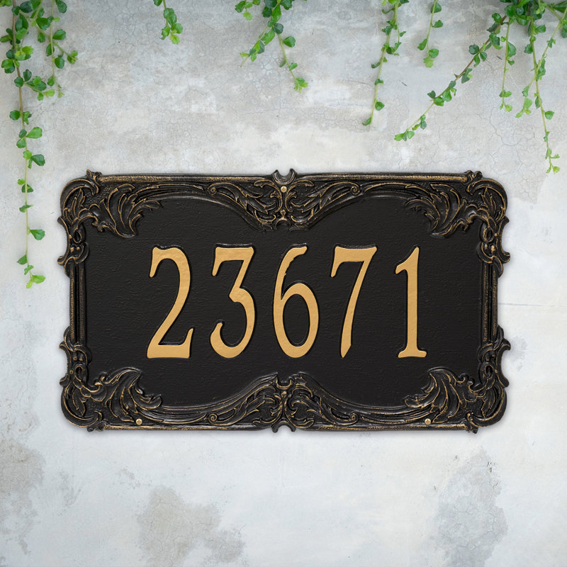 Plaque d'adresse murale 1 ligne Signature Series, Noir, Or, Oui