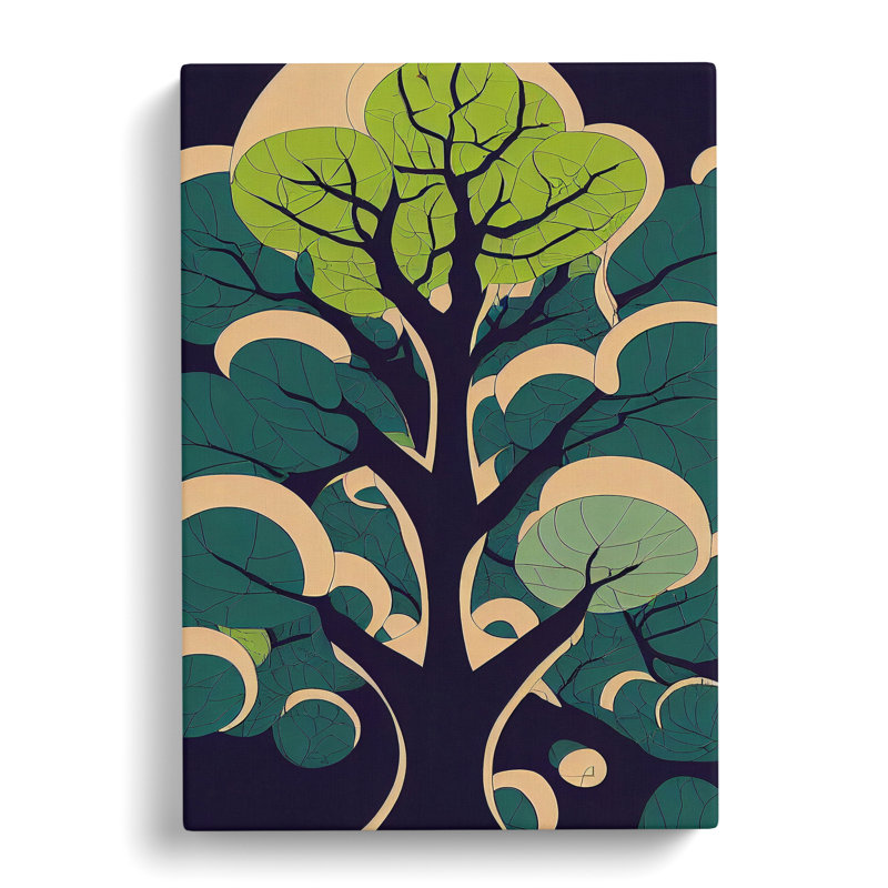 XC1022-3773X Retro Abstract Tree No.2 - Wrapped Canvas Print, 50cm H x 35cm W x 3cm D