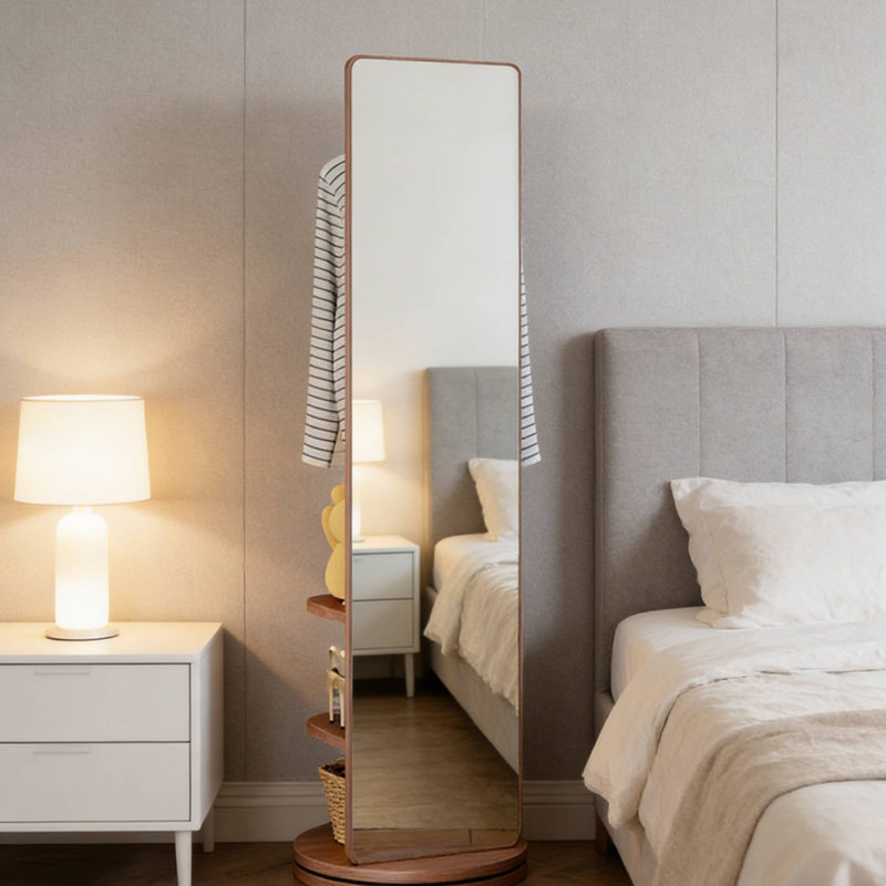 Portemanteaux à 360 ° pivotant sur 360 ° en bois massif noyer avec porte-manteau à crochets de 66 po x 14 po pour le vestiaire de la chambre à coucher