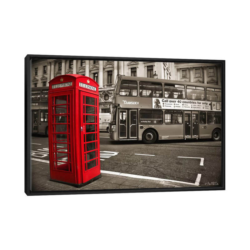 London Telephone by Ben Heine - Print on Canvas, 66.04 cm H x 45.72 cm W, Black Framed