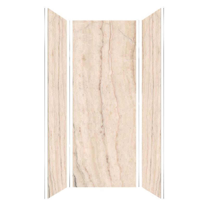 Transolid Titan Shower Wall Kit, 96" H x 36" W x 36" D, Savanna Creme Honed
