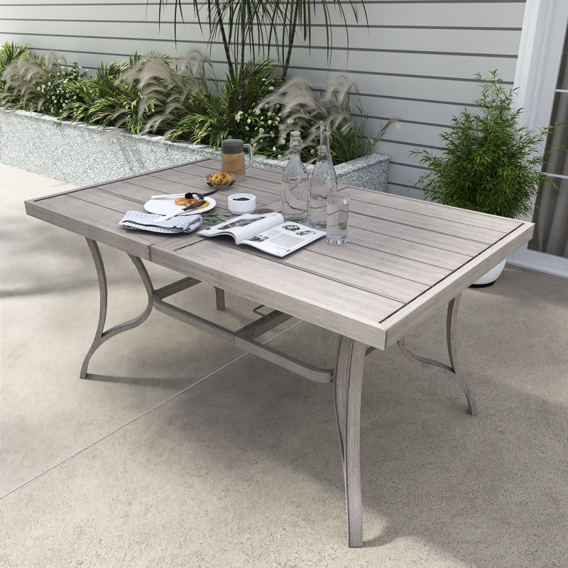 Table de salle à manger rectangulaire en aluminium l 60 po x P 36 po avec trou pour parasol