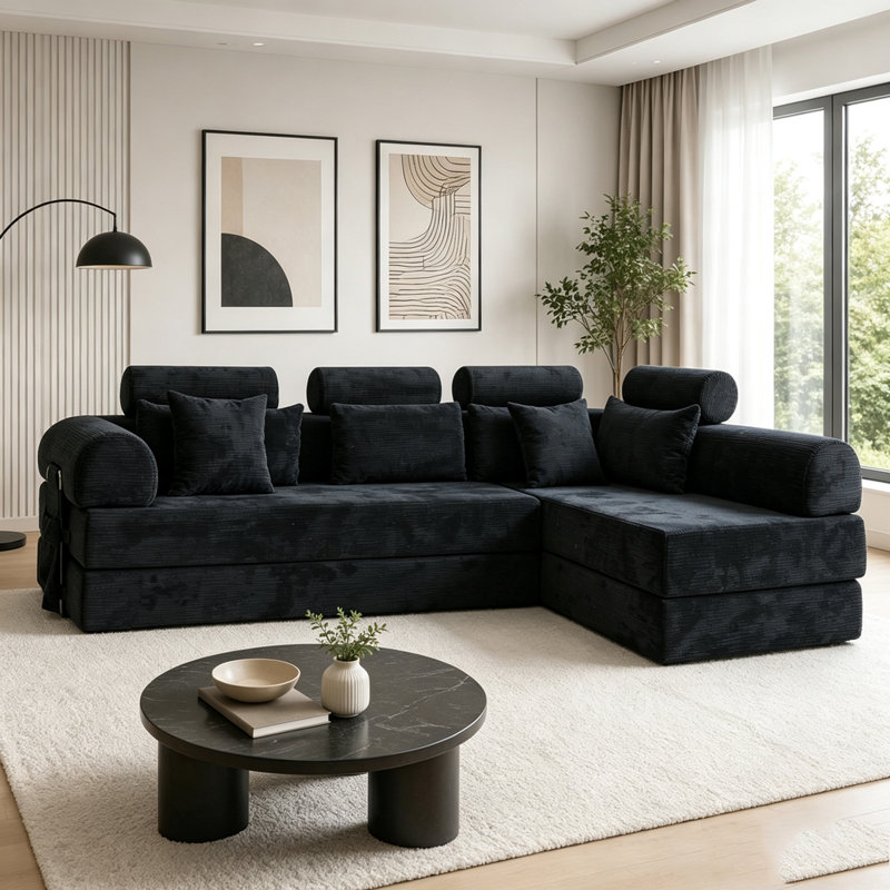 Canapé modulaire en L, Black