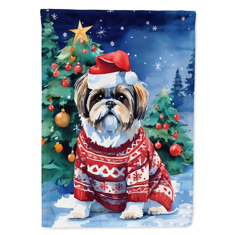 Drapeau de Noël Shih Tzu, H 40 po x l 28 po