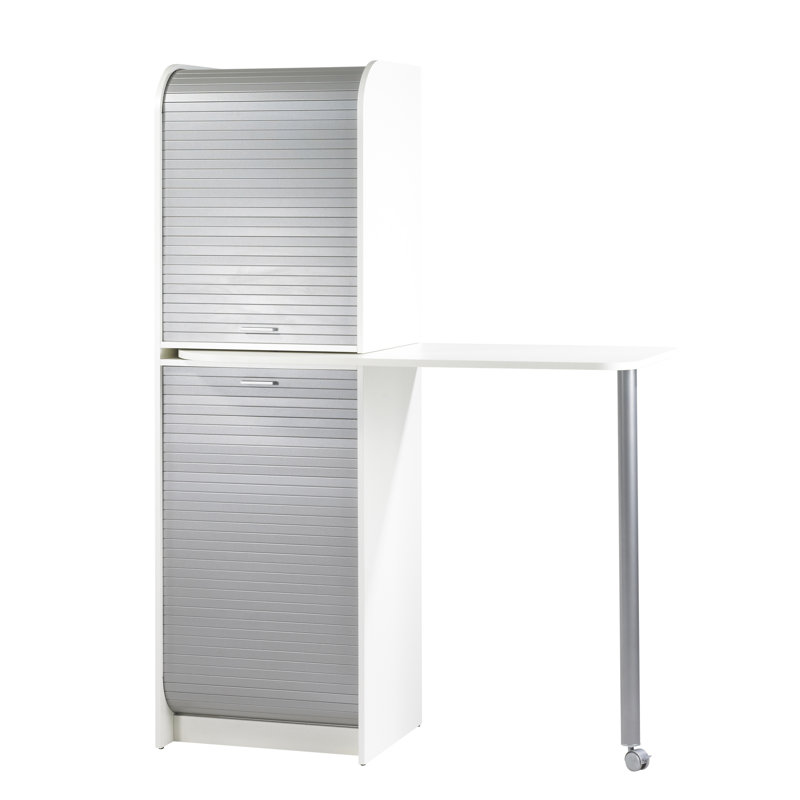 Crispin 180.7cm Kitchen Pantry, White/Aluminium