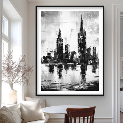 Mono Urban Cityscape - reproduction matte encadrée pour le décor de la chambre à coucher