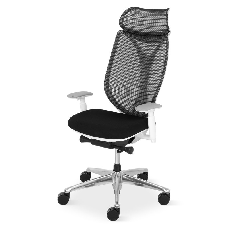 Sabrina Polyester Blend Office Chair with Headrest, White
