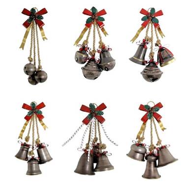 The Holiday Aisle® 4 Set Christmas Bells Rustic Hanging Bell With Rope  Large Gold Round Cow Bell Iron Wrought Bell Chime 3 Relaxing Tranquil Wind  Chimes Vintage Metal Outdoor Harmony Bell For