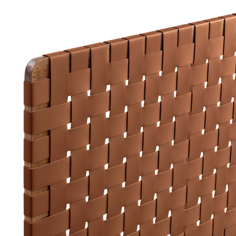 Walnut Brown Faux Leather Woven Twin Headboard