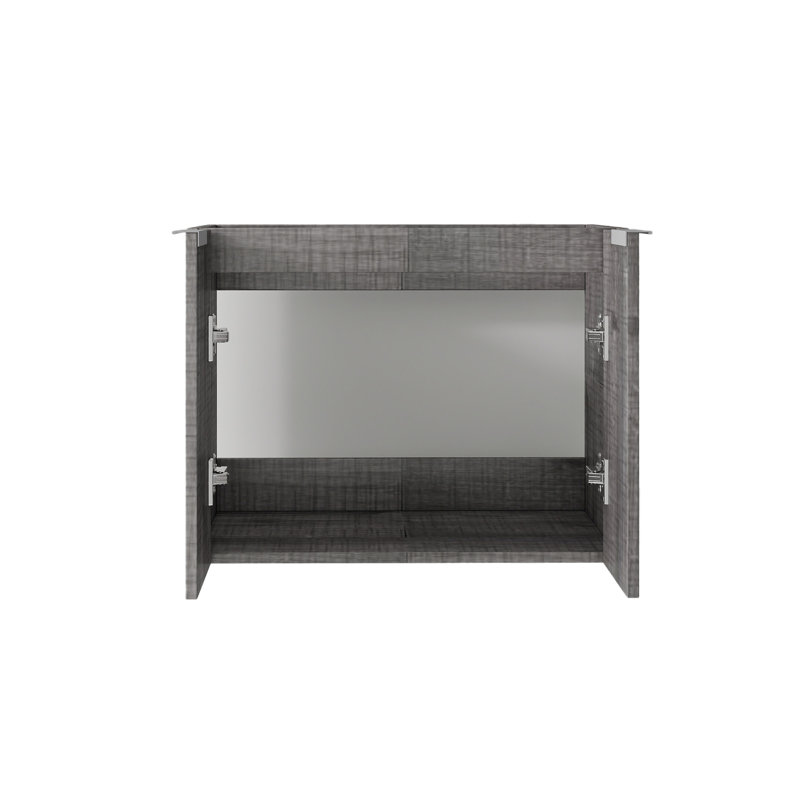 Armoire de salle de bain murale 24 po en contreplaqué gris clair avec rangement à double porte, armoire seulement